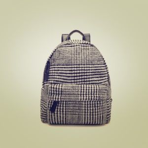 Houndstooth print pocket front backpack